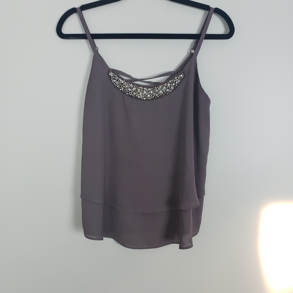 Studio Y taupe cami with rhinestones B3